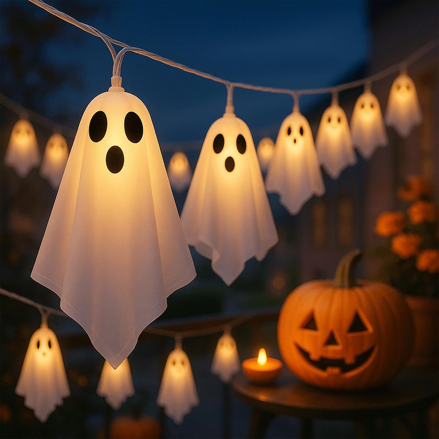 Halloween-geisterlichterkette Mit Fernbedienung, 2,75 M, 10 Leds, Batteriebetrieben Mit 8 Modi, Halloween-fensterdekoration Für Zuhause Und Partys