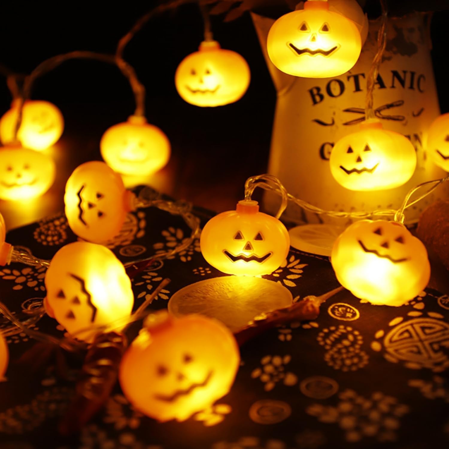 Halloween-lichterkette, 6 M Lange Lichterkette Mit Warmem Licht In Kürbisform, Batteriebetriebene Orange Led-lichterkette Für Den Innen- Und Außenbereich Zur Herbstdekoration