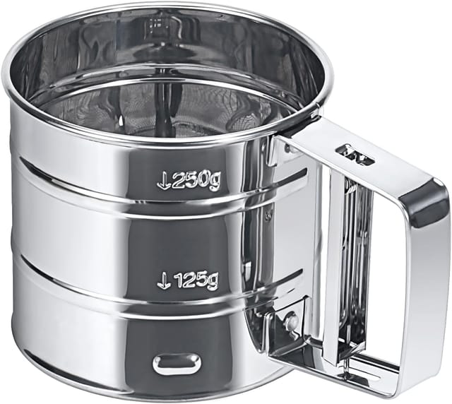Mehlsieb Aus Edelstahl - 250g Backsieb Für Mehl, Puderzucker & Kakaopulver - Edelstahl-mehlfilter Mit Feinem Mesh & Griff - Spülmaschinengeeignet Für Bäckerei, Küche & Haushalt