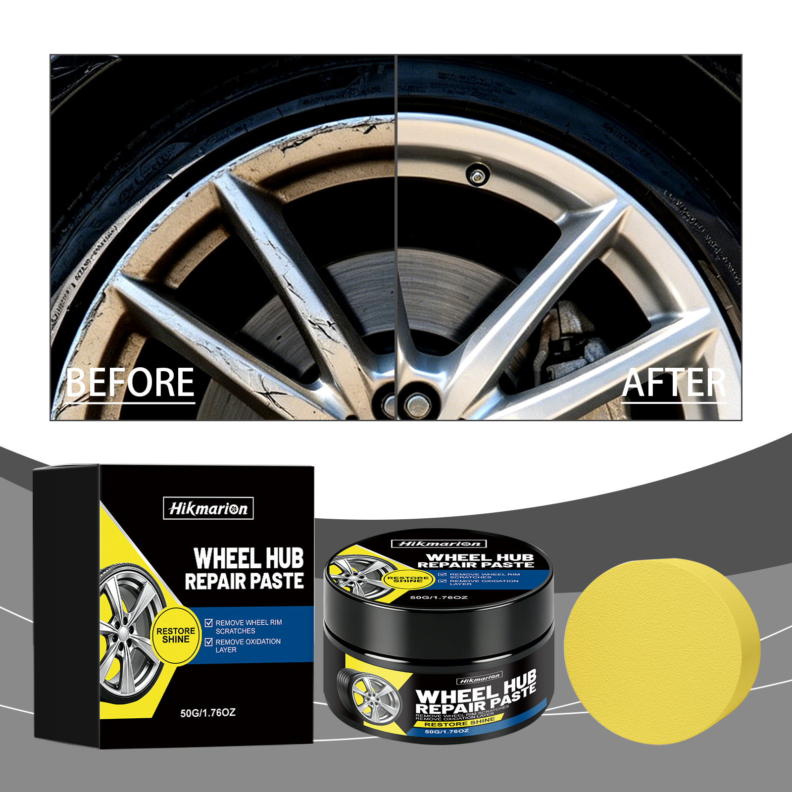 Felgenpflegecreme – Kratzerentfernung, Reinigung, Reparatur, Schutz Von Verschleiß- Und Rostoberflächen – 50 G1, Schwamm1 -- De