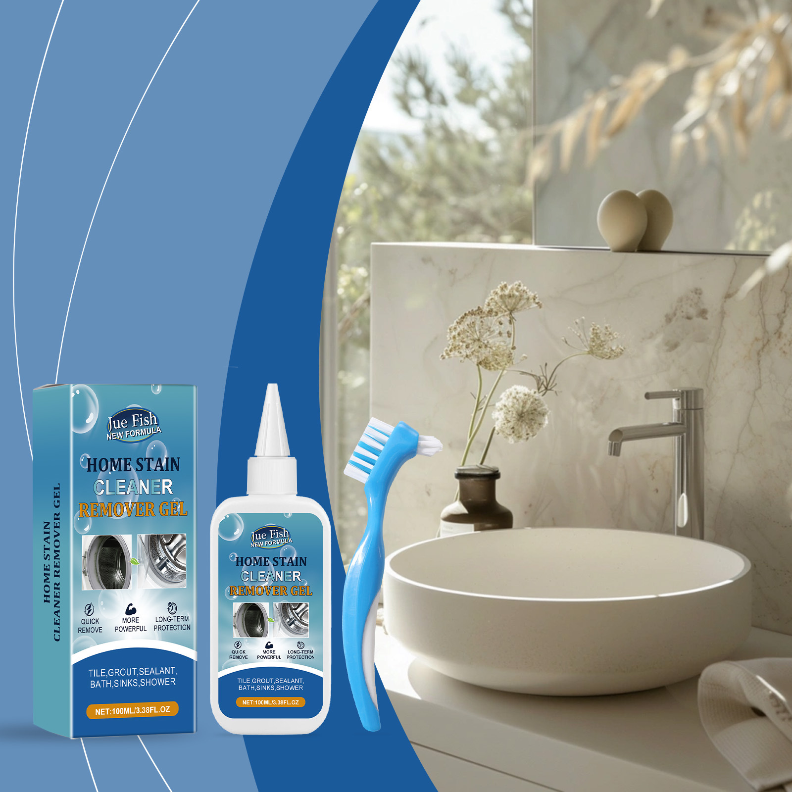 Haushaltsreinigungsgel Für Wände, Badezimmer, Waschbecken Und Zur Schimmelbekämpfung – 100 Ml Reiniger + 1 Bürste -- De