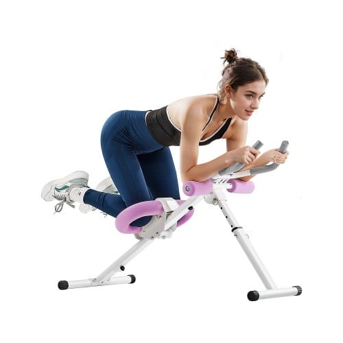 Vevor Bauchmuskeltrainingsgerät Bauchtrainer Ab-maschine Fitnessstudio, Bauchtrainer 150 Kg Gewichtskapazität, Bauchmuskeltrainer Krafttraining Klappbares Verstellbares Fitnessgerät Weiß + Rosa