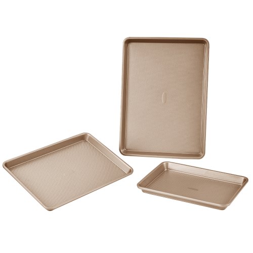 Backformen-set 8-tlg. Antihaftbeschichtete Kochgeschirrplatten Und -bleche Aus Karbonstahl, Backgeschirr-kochsets Für Den Küchenofen Mit Silikongriffen, Für Keksen Kuchen Muffins Brot Golden - Vevor