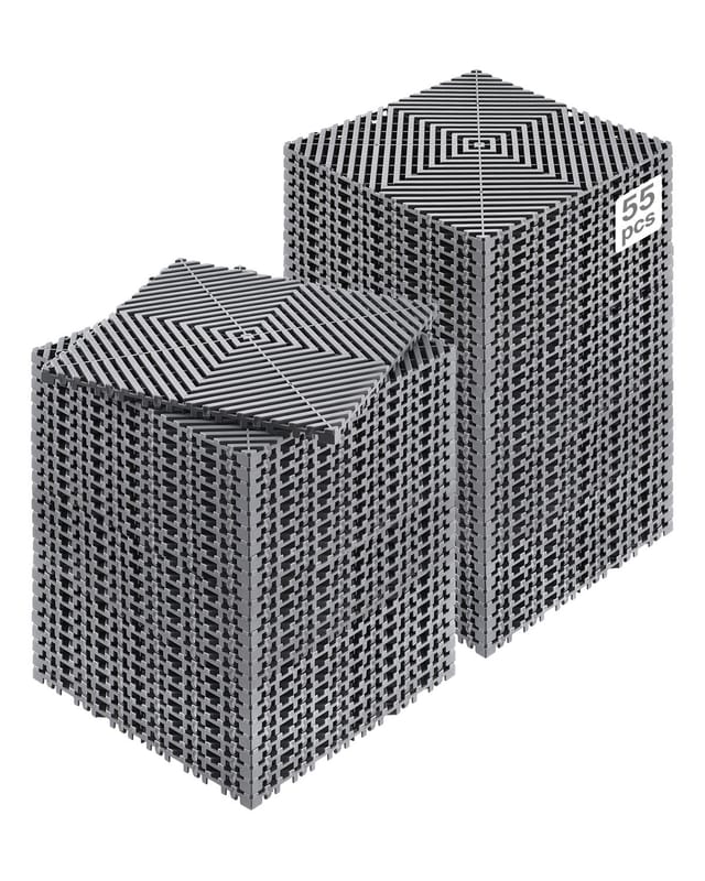 Ineinandergreifende Drainagematte Duschmatte 31 X 31 Cm Modulares Ineinandergreifende Bodenmatten, 55 Stk. Spleiß-drainagematten, Rutschfeste Drainage-bodenfliesen, Für Garage Garten Grau