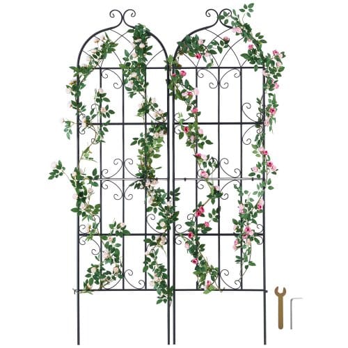 Rankhilfe Für Kletterpflanzen, 51x180 Cm, Kletterhilfe, 2er-set Rostfreies Metallspalier Für Gartenblumen, Rankgitter Für Rosen, Gurkenstütze, Dekoratives Clematis-spalier Für Innenhöfe & Rasen