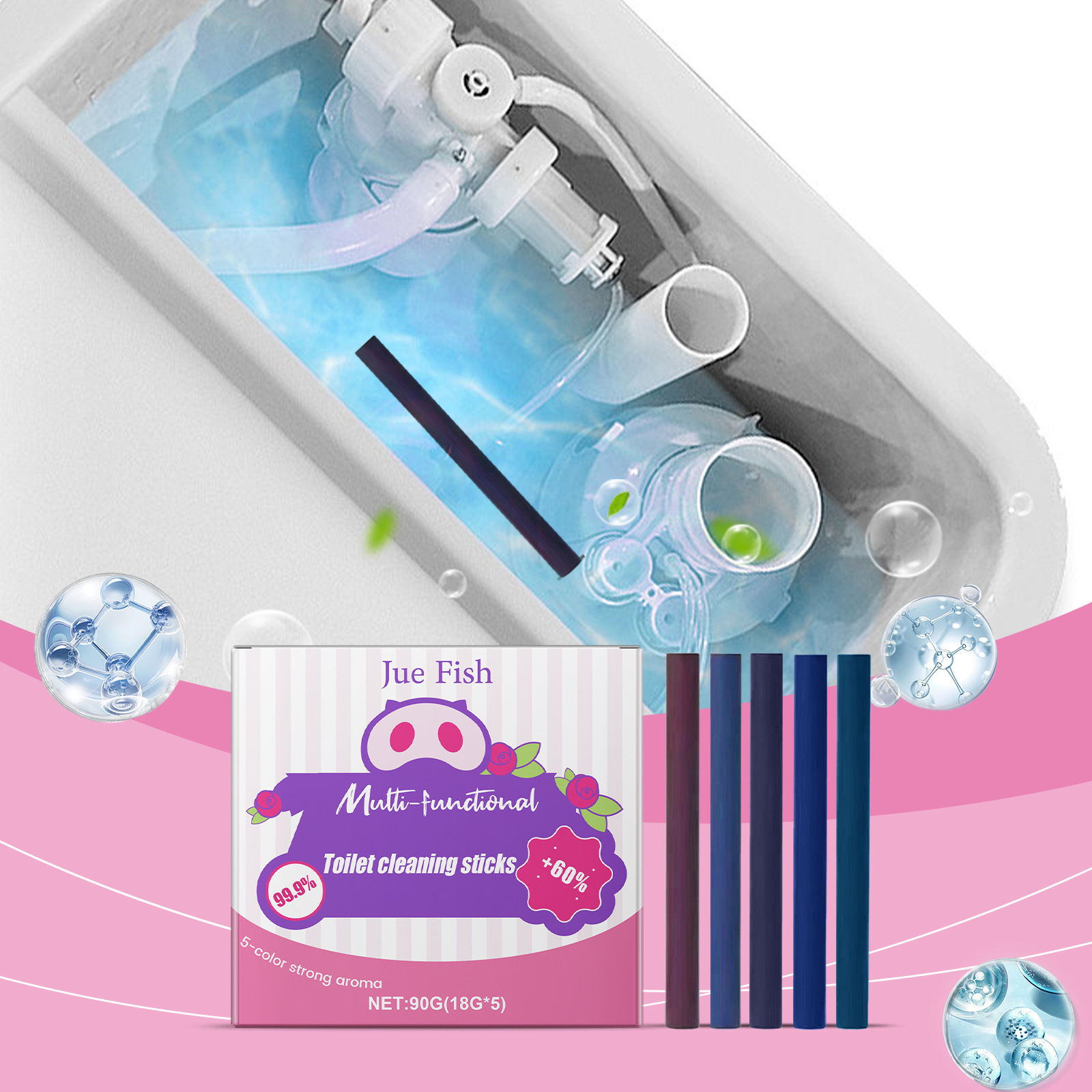 Multifunktionaler Wc-sitz-deodorierungs- Und Pflegestick, Einfach Anzuwenden, Hinterlässt Einen Angenehmen Duft Und Pflegt Sanft – 90 G (18 G 5) -- De