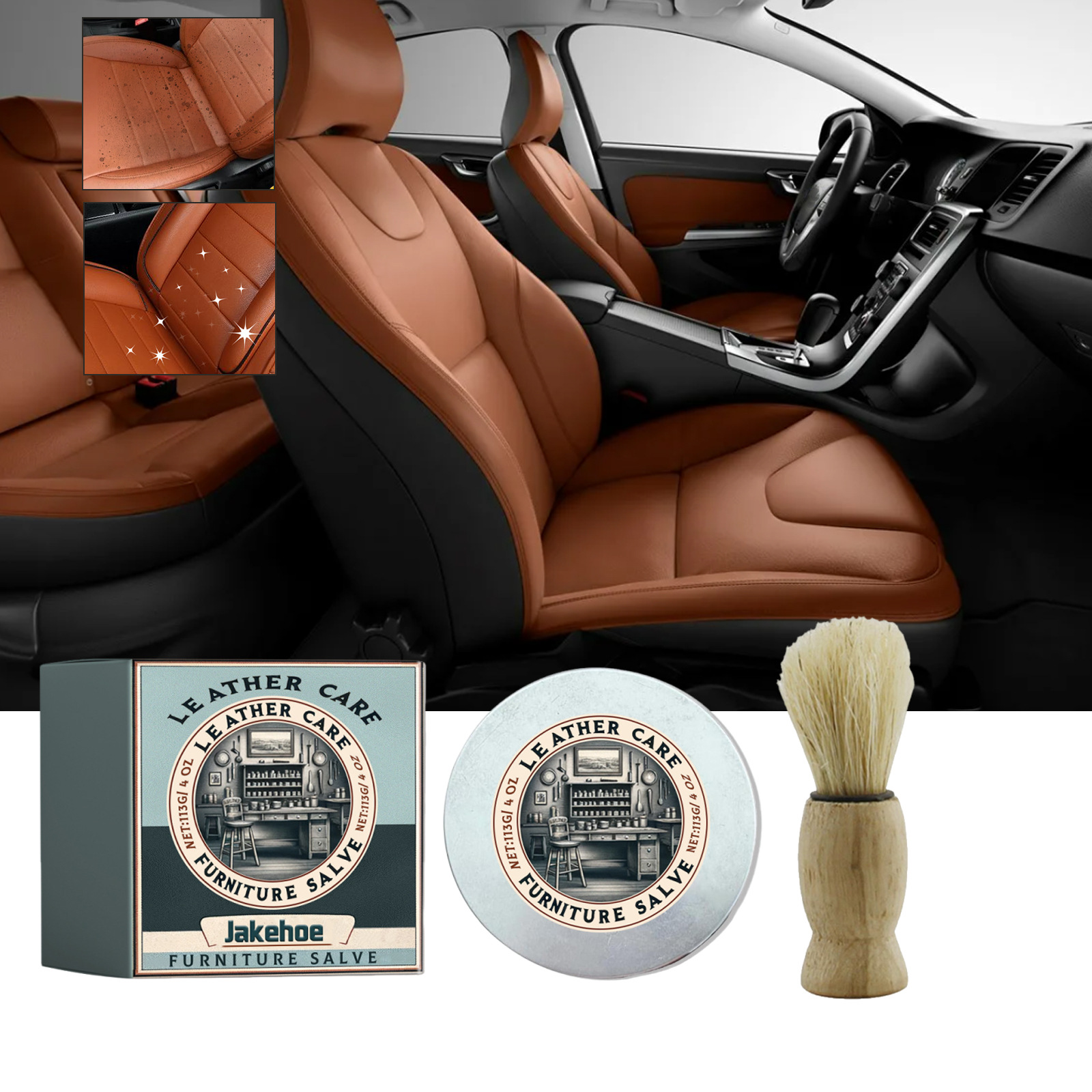 Möbellederöl, Lederpflegecreme Für Bekleidung, Reinigung Und Pflege Von Autositzen Und Sofas – 113 G + Bürste -- De