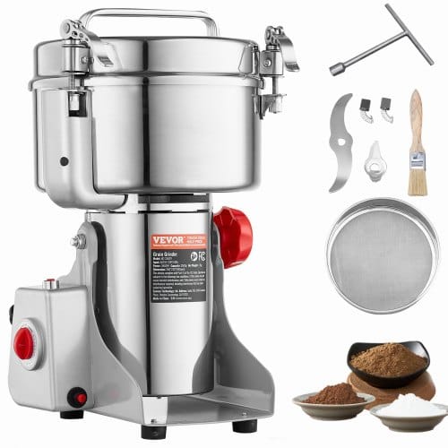 Elektrische Getreidemühle Hochgeschwindigkeits-maismühle 2500 G 3400 W, Pulverisiermaschine Aus Edelstahl, Für Trockene Körner Gewürze Müsli Kaffee Mais Pfeffer Schwenktyp 24 X 23 X 39 Cm