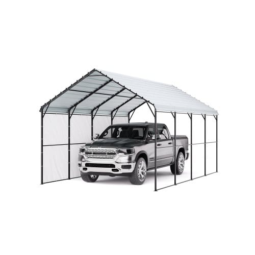 Zeltgarage, 3,6x6x3,15 M Garagenzelt, Carport Mit Verzinktem Stahlrahmen & Dach, Autozelt Mit Abnehmbaren Seitenwänden, Schuppen Auto, Mehrzweck-autounterstand Für Pickup, Boot, Auto & Traktoren - Vevor
