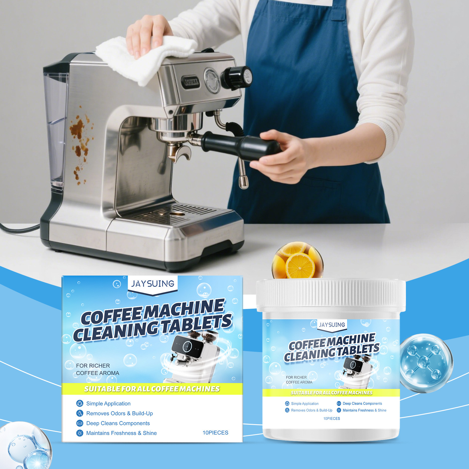 Pflegetabletten Für Kaffeemaschinen Zur Entfernung Von Kalkablagerungen Und Zum Schutz Von Edelstahlfiltern – 10 Stück -- Biemmedue