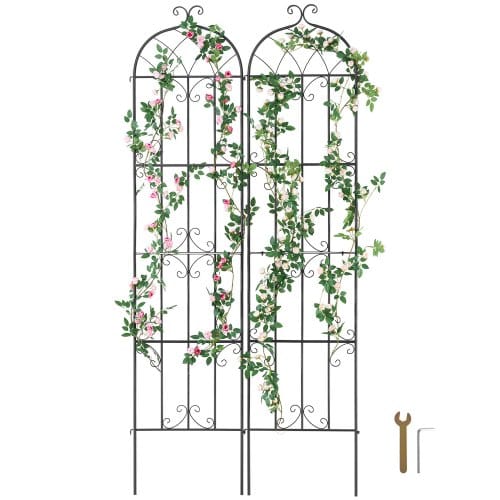 Rankhilfe, 221 X 50 Cm, 2er-set Rostfreies Metallspalier Für Gartenblumen, Rankgitter Für Rosen, Gurkenstütze, Kletterhilfe, Pflanzengitter, Dekoratives Clematis-spalier Für Innenhöfe & Rasen