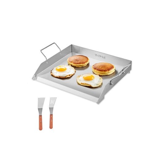 Grillplatte Grillpfanne Aus Edelstahl Universelle Rechteckige Platte (448 X 370 Mm) Mit Flacher Oberseite, Gasgrill-grillplatte Für Bbq-grill Teppanyaki, Familienkochgeschirr Mit Griff