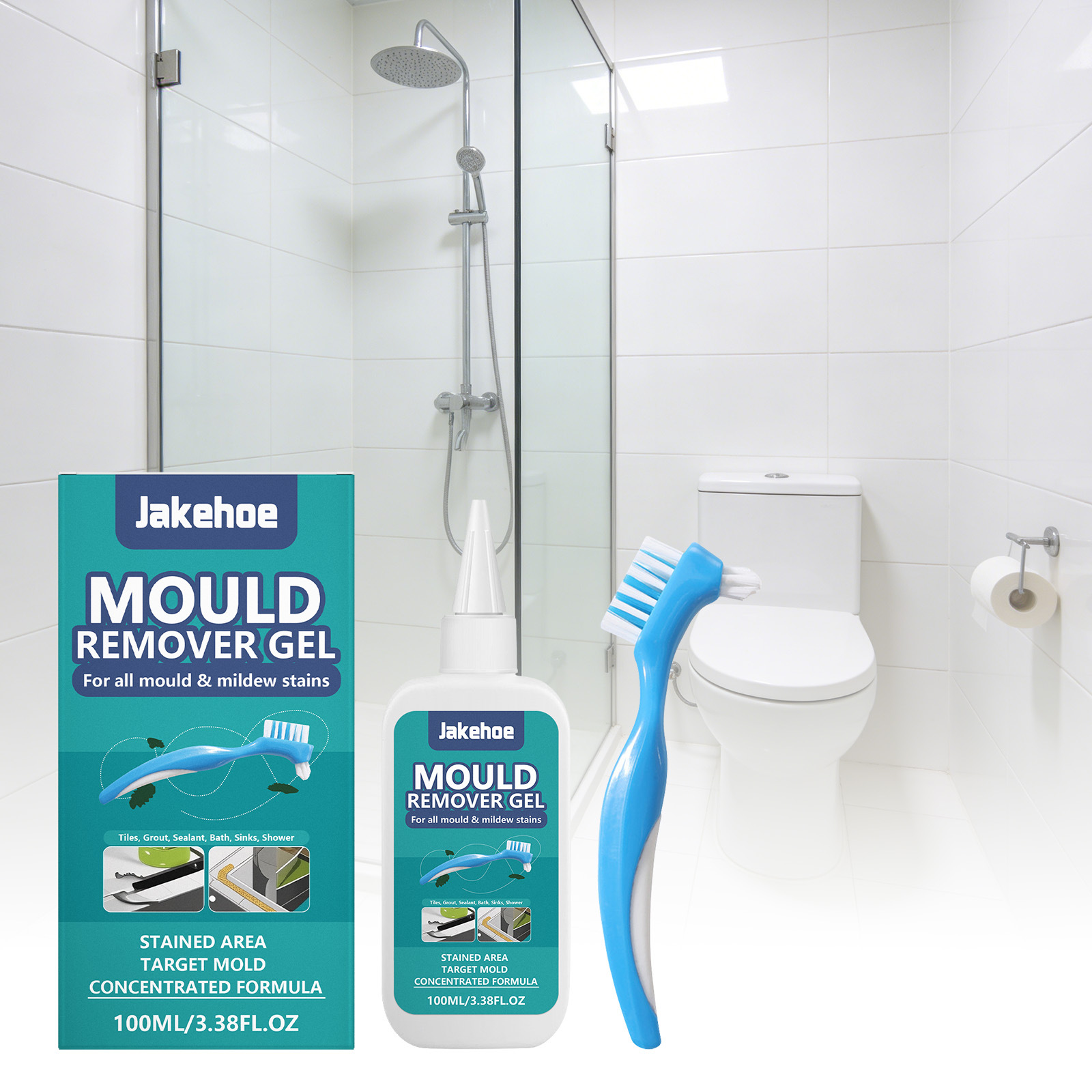 Schimmelentferner-gel Für Zuhause, Badezimmer, Risse, Wände Und Fliesen – 100 Ml Gel 1 + Pinsel 1 -- De