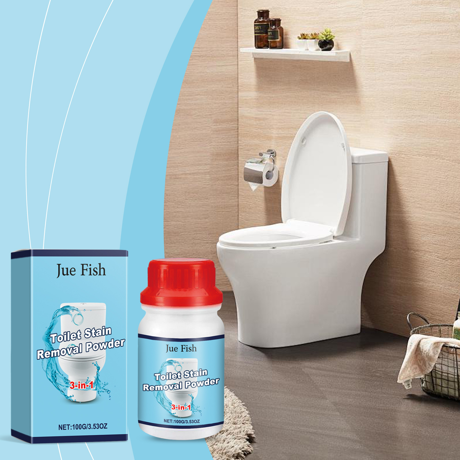 Toilettenreiniger-pulver, Wc-reiniger, Geruchsentferner, Fleckenentferner, Kalkschaumreiniger – 100 G -- De