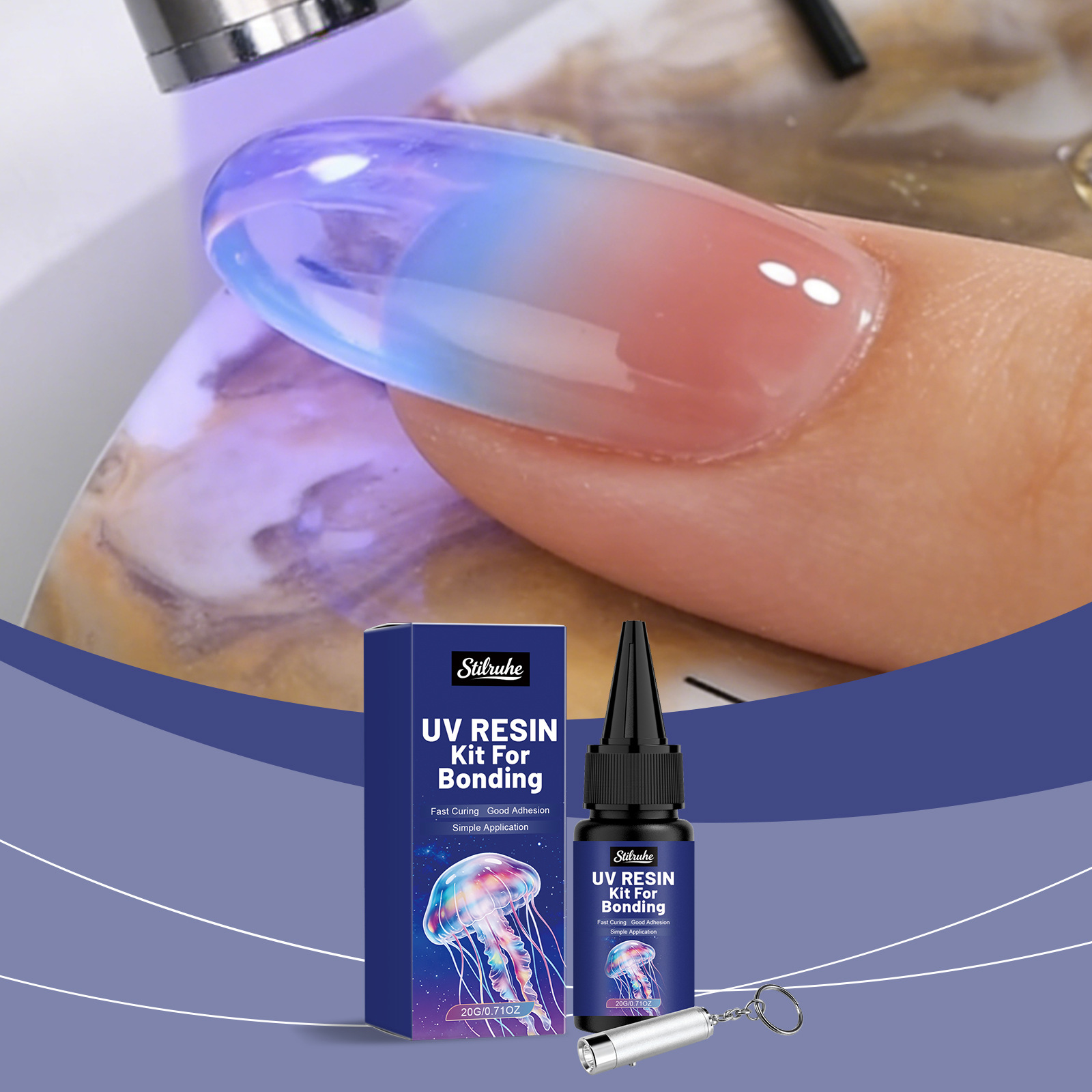 Uv-harz-epoxidharz-set, Transparent, Für Diy-schmuckherstellung, Geruchlos, Schnelltrocknend, Einfach Anzuwenden – 20 G + Taschenlampe 1 -- De