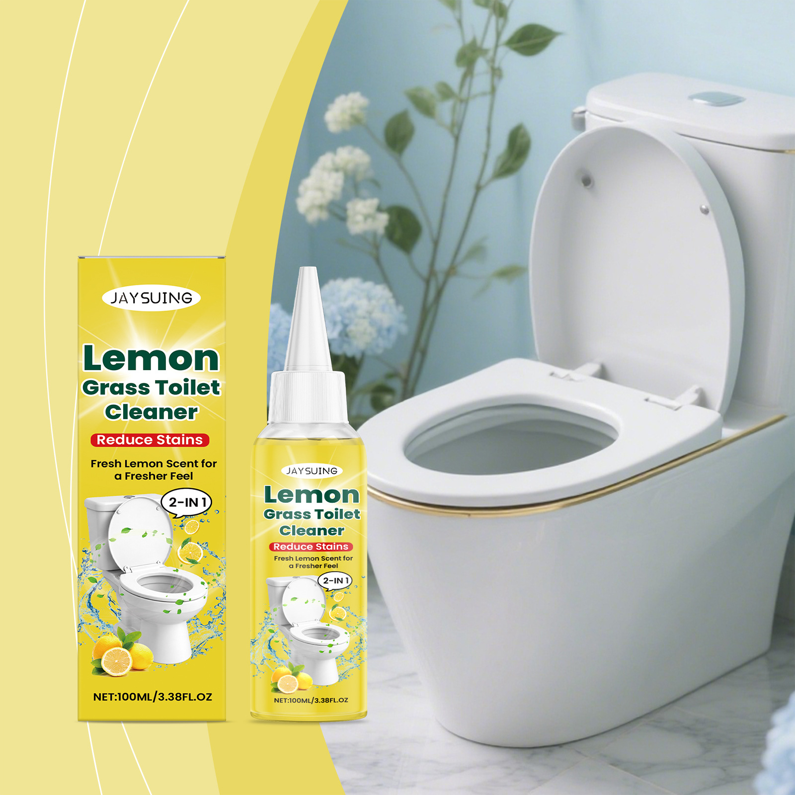 Wc-reiniger Mit Zitronengras, Pflanzenextrakten, Frischem Duft, Reinigt Gründlich, Entfernt Flecken Und Gerüche – 100 Ml -- De