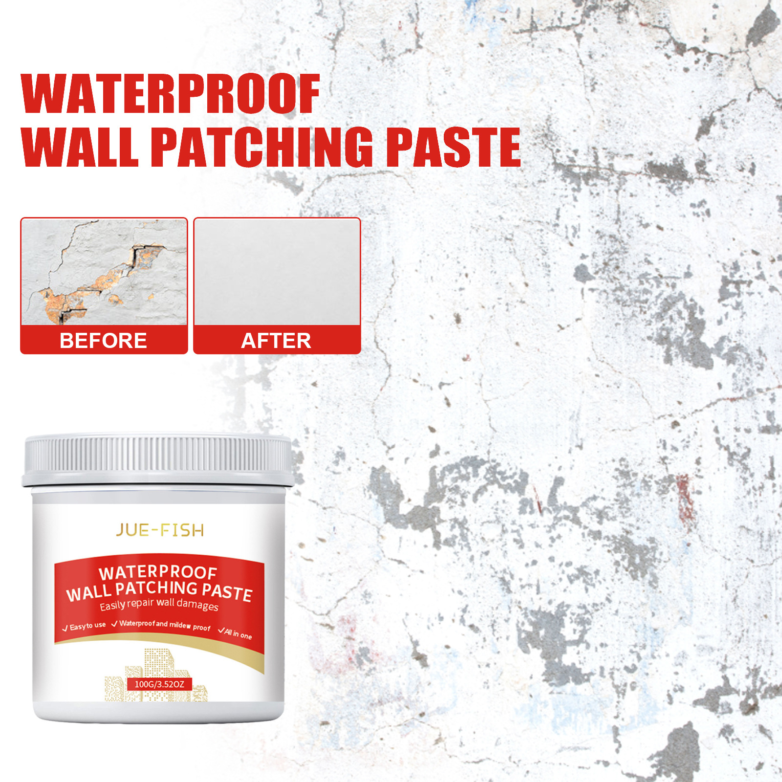 Wandfüllerpaste Für Wandflecken, Graffiti, Wandrenovierung Und Rissfüllung – 100 G -- De
