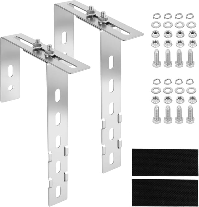 Jalleria - 2er-Pack verstellbare Solarhalterungshaken für Balkon, Edelstahlgeländer für Solarpanel, Balkon und Flachdach