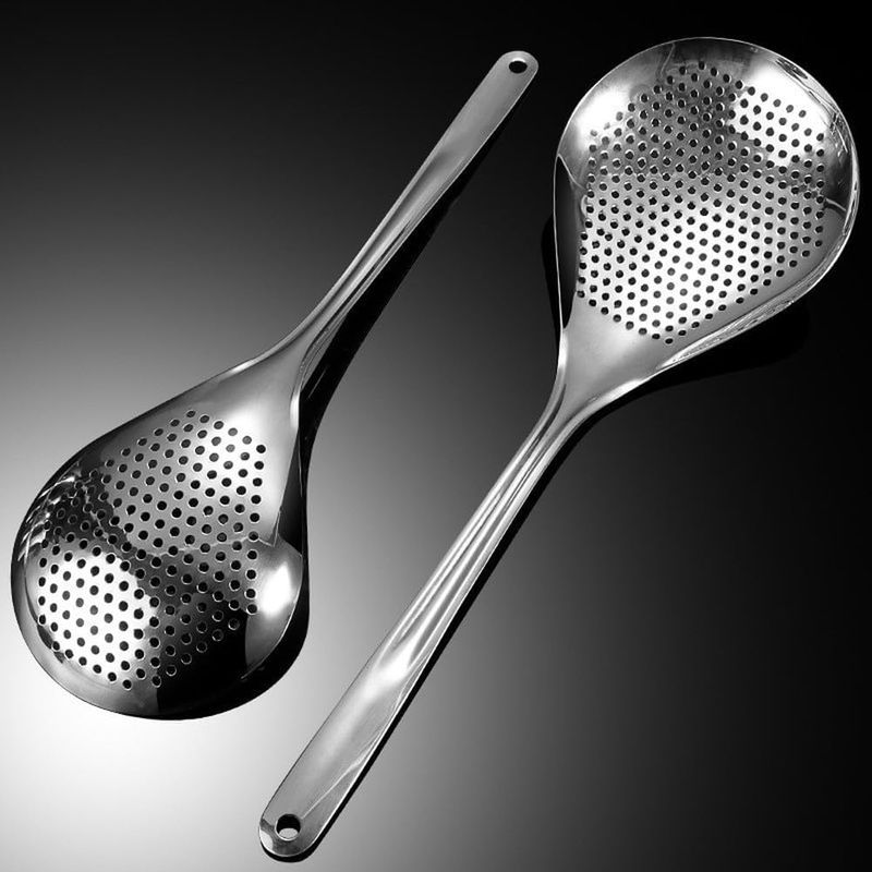 Set Mit 2 Großen 35 Cm Edelstahl-schlitzabschäumern Für