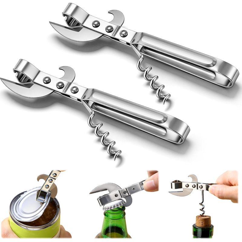 Set Aus 2 Vintage-3-in-1-dosenöffnern Mit Doppelseitiger Klinge