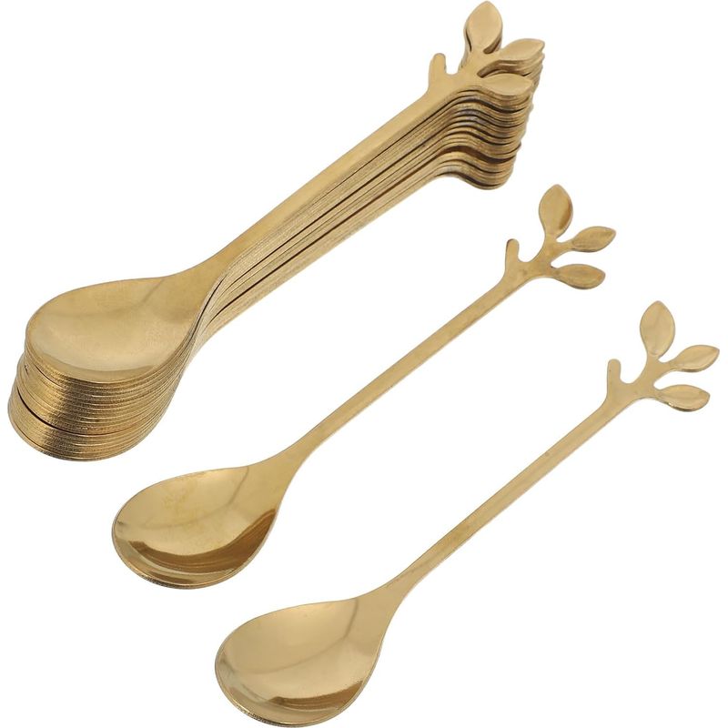 Set Mit 20 Goldfarbenen Edelstahl-eiscremelöffeln Mit Muster