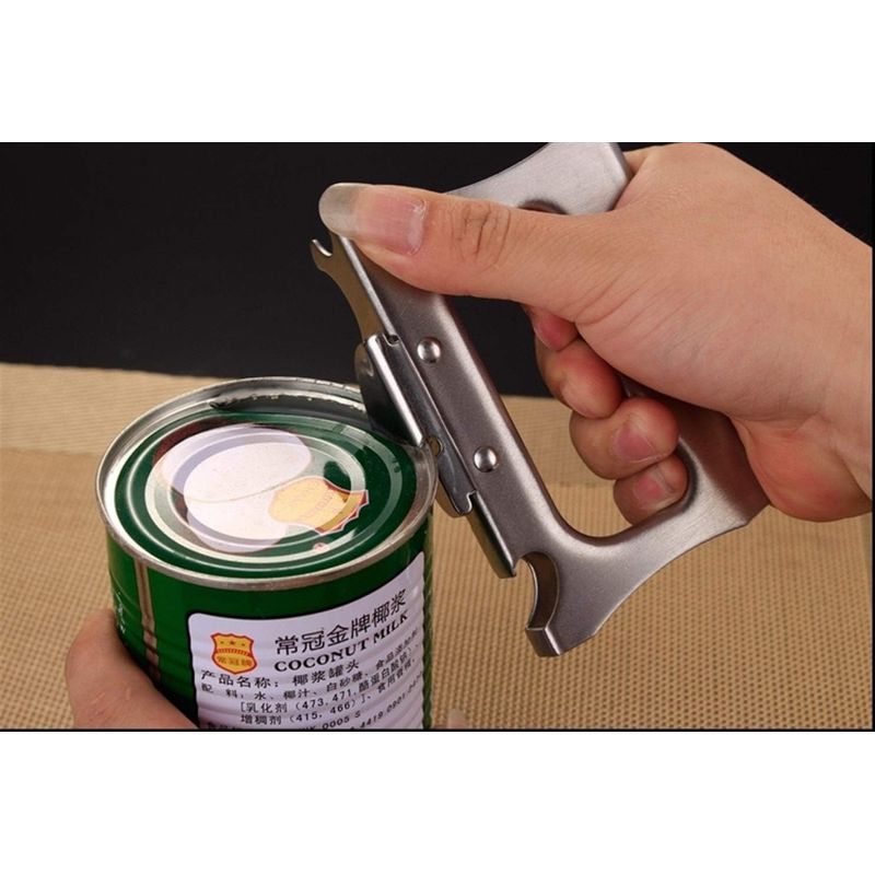 Manueller Abridor De Latas De Mano Acero Inoxidable Plateado