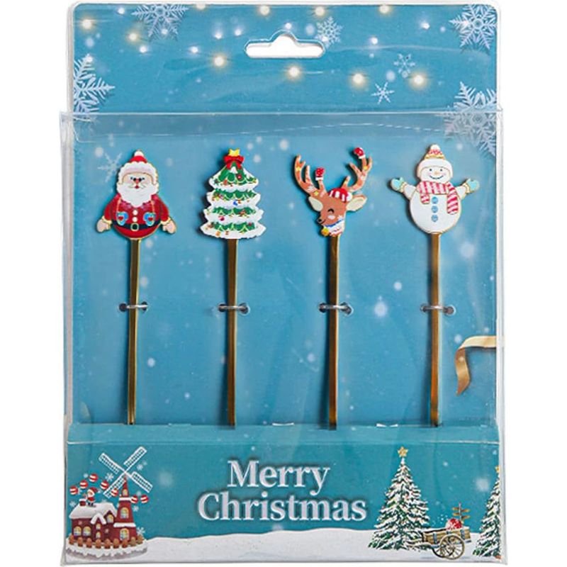 Set Mit 4 Eiskugelportionierern Aus Edelstahl Mit Weihnachtsmotiv 3