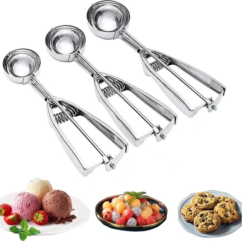 Set Mit 3 Kekslöffeln Aus Edelstahl Mit Auslöser