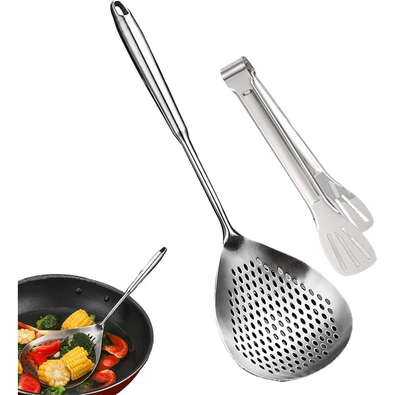 Schaumlöffel Mit Schlitzen, Schöpfkelle Aus Edelstahl, Ergonomischer Griff