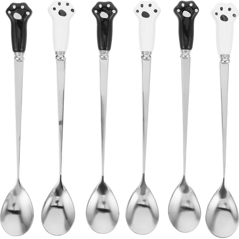 Set Mit 6 Eiscremelöffeln Aus Edelstahl Mit Keramikgriffen
