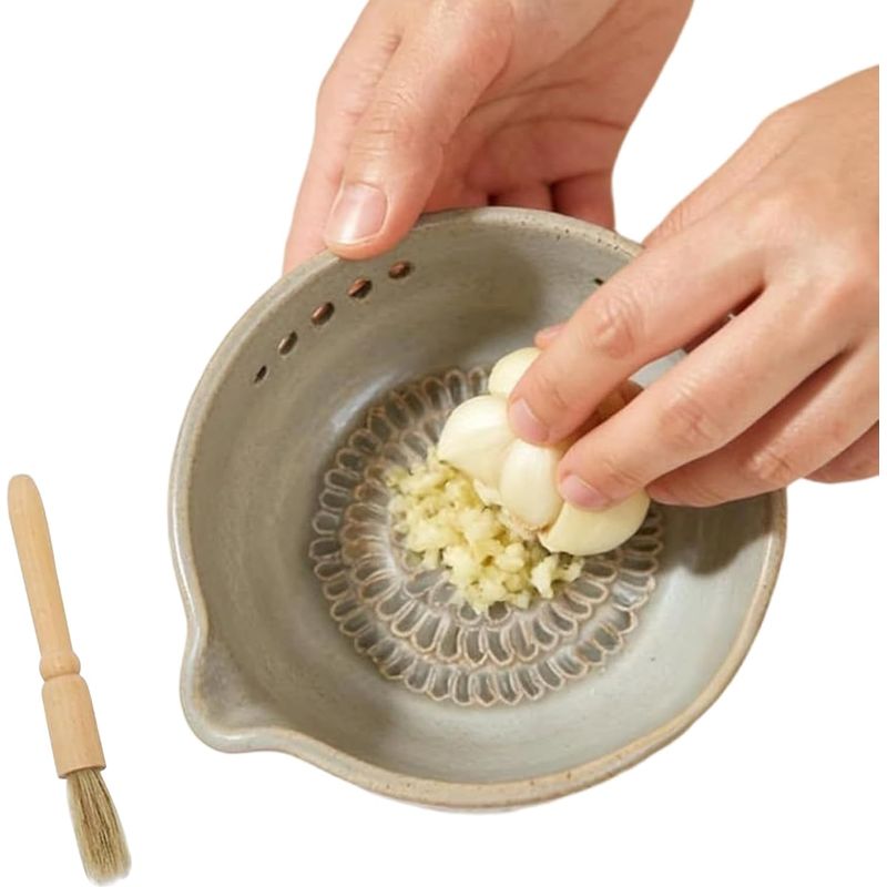 Keramikreibe Mit Bürste Zum Zerkleinern Von Knoblauch Für Die Zubereitung