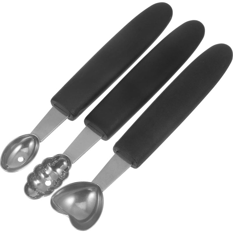 3-teiliges Eisportionierer-set Aus Edelstahl, Schwarz, Robust