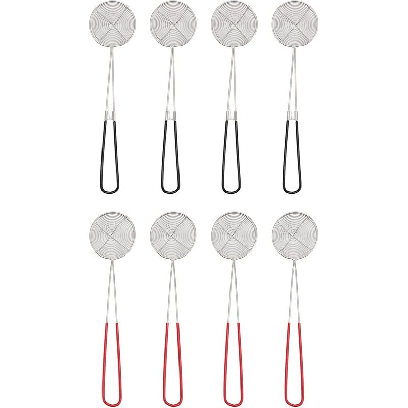 Set Aus 8 Edelstahl-sieben, Schöpfkellen, Töpfen, Schaumlöffeln Und Löffeln