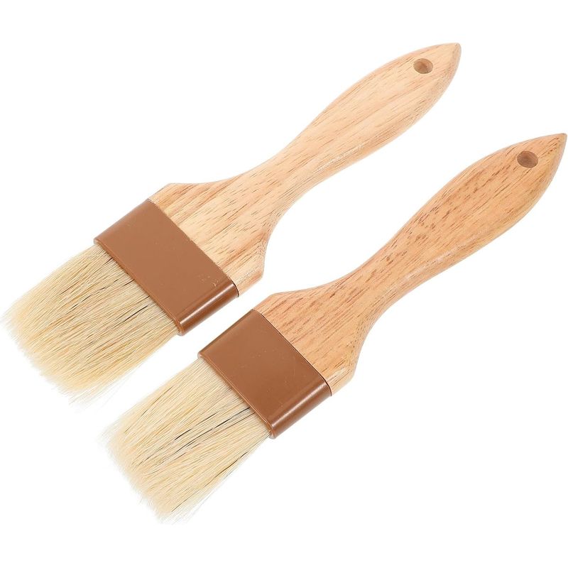 2 Stück Backpinsel Mit Holzgriff Naturborsten Mittel Gro