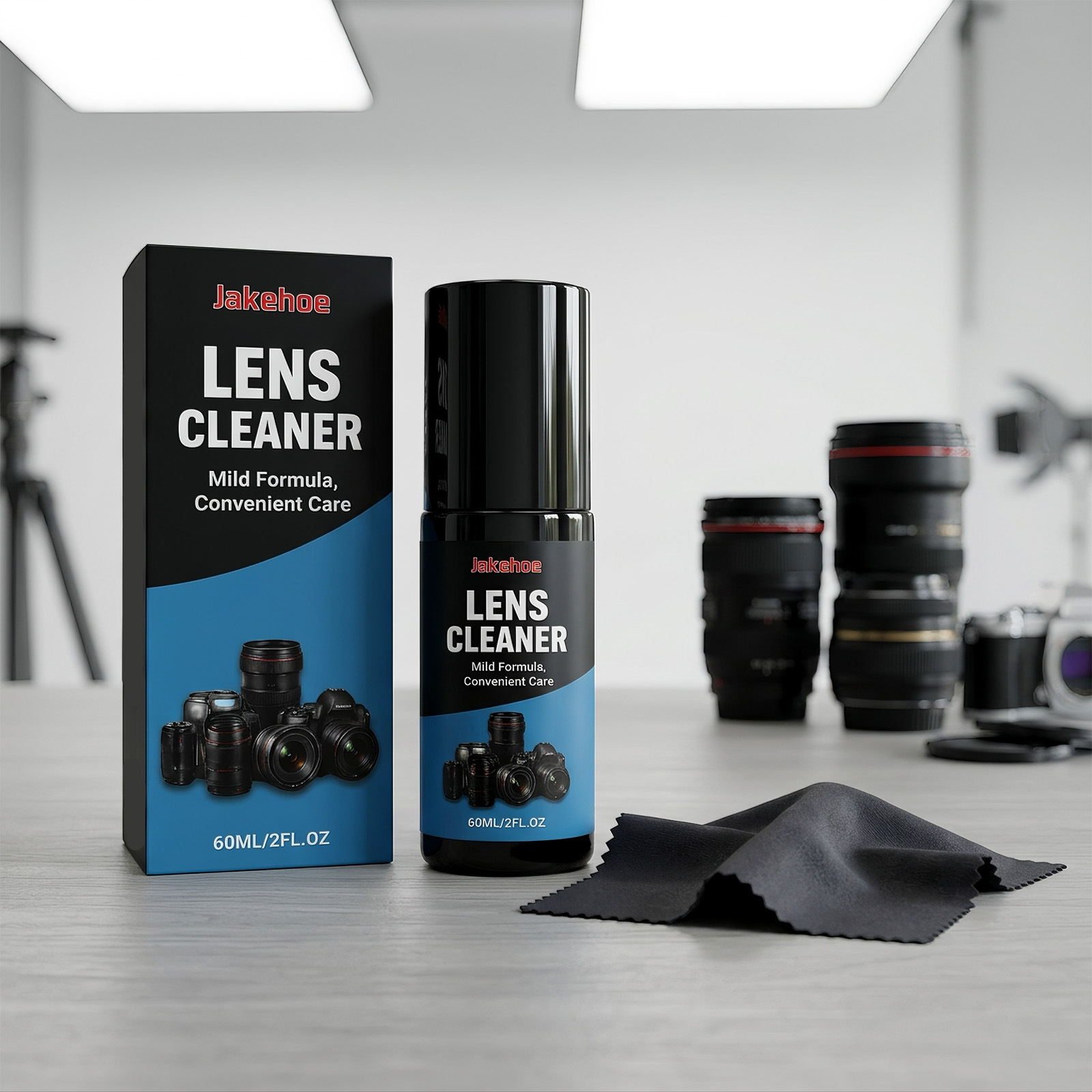 Kameralinsenreiniger Für Die Tägliche Pflege: Wischen Und Entfernen Sie Schmutz Von Kameralinsen Für Klare Sicht – Reiniger 60 Ml + Schwarzes Brillenputztuch 1 -- Biemmedue