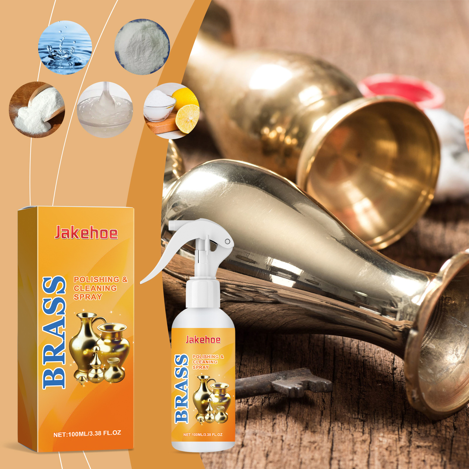 Messing-polier- Und Reinigungsspray – Sanftes Pflegespray Zur Fleckenentfernung, Zum Polieren Und Aufhellen – 100 Ml -- Biemmedue