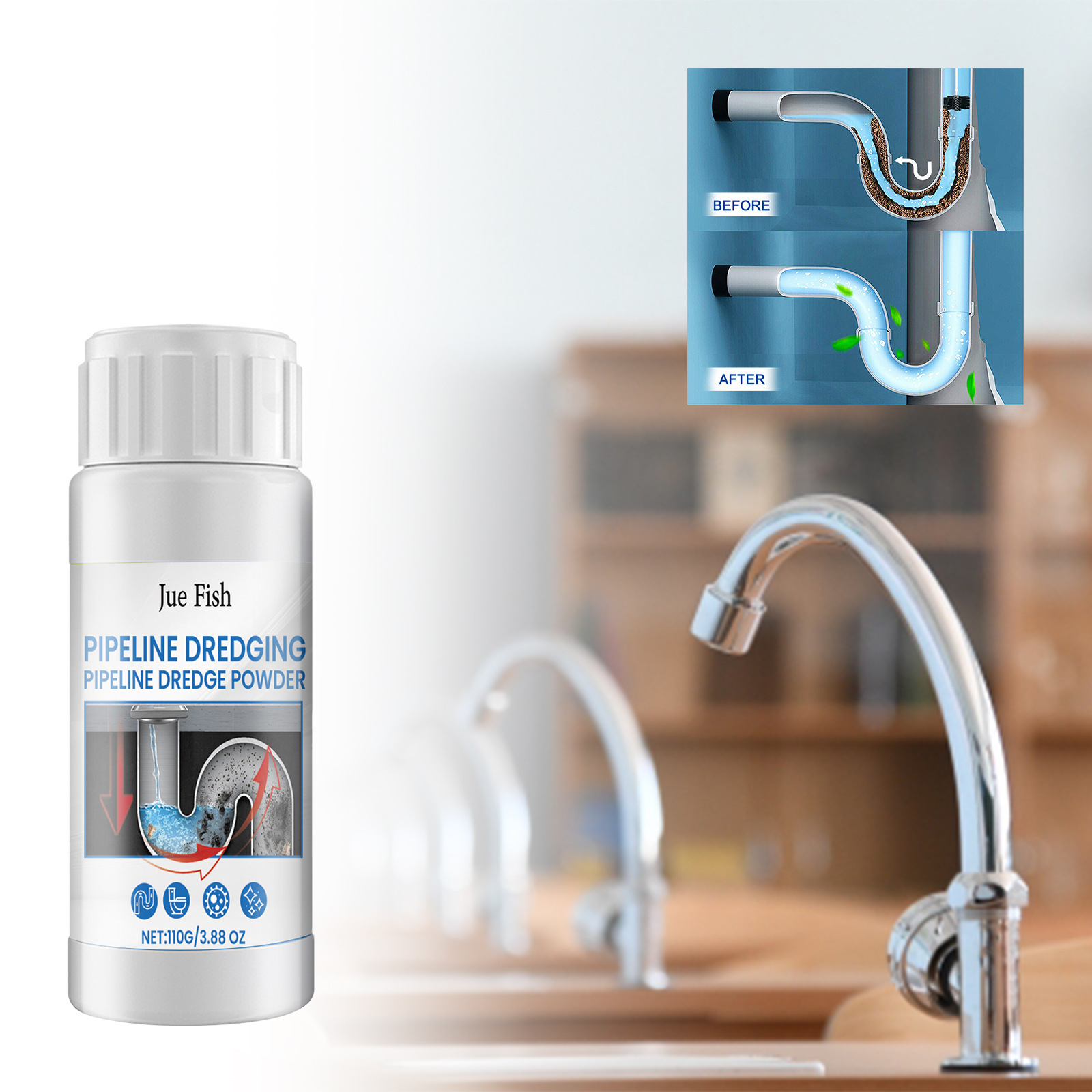 Rohrreinigungs- Und Wartungsmittel Für Toiletten, Abwasserkanäle Und Küchenspülen – 110 G -- Biemmedue