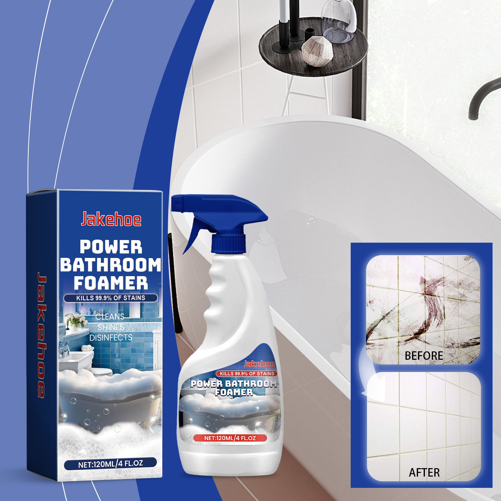 Schaumreinigungsspray Für Bad Und Badewanne – Multifunktionales Spray Zur Flecken- Und Schmutzentfernung – 120 Ml -- Biemmedue