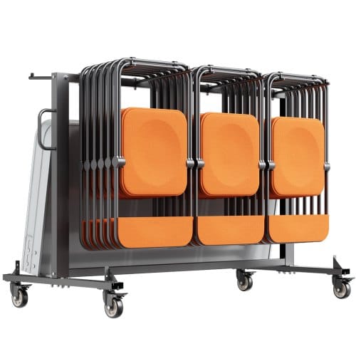 Klappbarer Stuhlständer, 181 Kg Tragkraft, Klappstuhlwagen Für 42 Stühle Oder 12 Tische, Multifunktionaler Stuhlwagen Mit Gummirädern Und -haltern, Großer Stuhlhalter, Mattschwarz