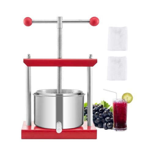 Obstweinpresse Apfelpresse (3 L) Mit 2 Edelstahlfässer, Manueller Entsafter, Apfelweinpresse Apfelpresse Traubenpresse Olivenölpresse Handpresse Saftpresse Mit T-griff Für Küche
