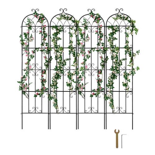 Rankhilfe Für Kletterpflanzen, 51x220 Cm, 4er-set Rostfreies Metallspalier Für Gartenblumen, Kletterrosen-spalier, Rankgitter, Gurkenstütze, Dekoratives Clematis-spalier Für Innenhöfe & Rasen