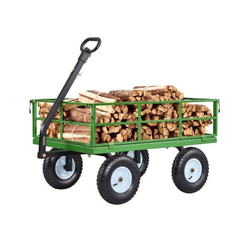 VEVOR Bollerwagen 110x75x67 cm, Transportwagen, Gartenwagen, Gerätewagen, 2-in-1-Handwagen, mit All-Terrain-Reifen, abnehmbaren Seitenteilen aus Netzmaterial & um 180° drehbarem Griff Grün/Schwarz