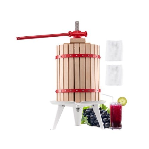 Obstweinpresse Obstmühle (18 L) Mit Massivholzkorb Mit 8 Blöcken, Robuster Manueller Entsafter, Apfelweinpresse Apfelpresse Traubenpresse Olivenölpresse Mit Griff, Saftpresse Für Küche