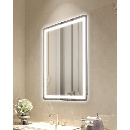 Led-badezimmerspiegel Kosmetikspiegel (60 X 80 Cm) Mit Front- Und Hintergrundbeleuchtung, Beschlagfreier Spiegel, Stufenlos Dimmbarer Badezimmerspiegel Mit 3 Farbtemperaturen, Wandmontage