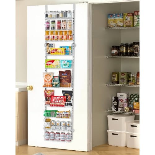Vorratsschrank Speisekammer-organizer Aufbewahrung Über Der Tür, 10-stufige Gewürzregale Zum Aufhängen Aus Stahl, Verstellbare Lagerregale Für Die Wand, Für Zuhause Küche Badezimmer, Weiß