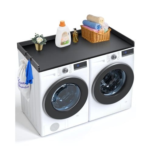 Arbeitsplatte Für Waschmaschine Und Trockner, 1370 X 700 X 69 Mm Holzarbeitsplatte Wasserabweisende Waschmaschinenabdeckung Mit Anti-rutsch-pads, Für Aufbewahrung In Der Waschküche, Schwarz