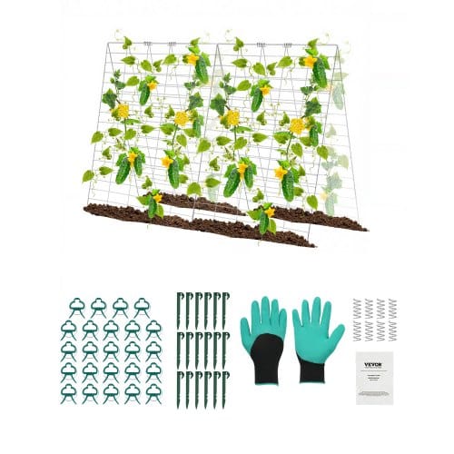Rankhilfe, 90x140cm, Faltbares Gurkenspalier-set Mit Pflanzenklammern, Kletterhilfe Für Hochbeet, Spalier, Pflanzenwachstumsstütze Für Den Außenbereich Für Tomaten, Kürbisse, Gemüse