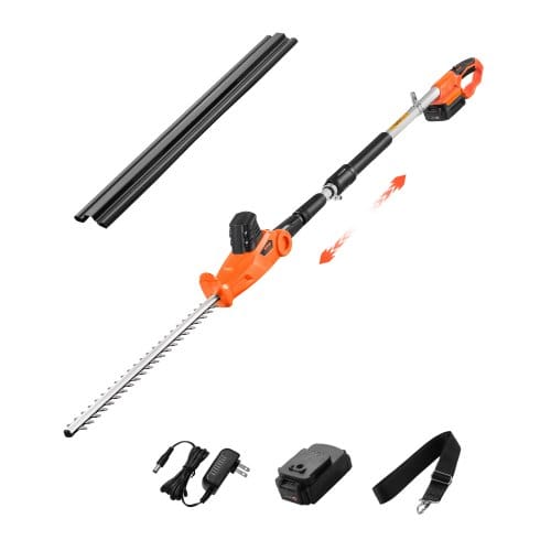 Heckenschere Akku, 1200 U/min, 199-248 Cm Ausziehbar, Heckentrimmer Für Hohe Äste, 20-v-akku, Kabellose Elektroheckenschere Mit 51 Cm Klinge, 5 Winkel Einstellbar Für Hof Und Garten