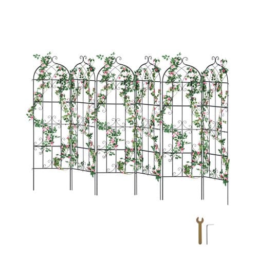 Rankhilfe Für Kletterpflanzen, 51x180 Cm, 6er-set Rostfreies Metallspalier Für Gartenblumen, Kletterhilfe, Rankgitter Für Rosen, Gurkenstütze, Dekoratives Clematis-spalier Für Innenhöfe & Rasen