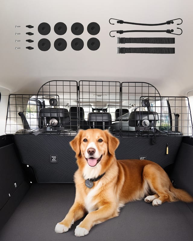 Hunde Autobarriere Einstellbare Trennwand Hundegitter (928 X 423 Mm) Autoschutzgitter Für Die Rücksitze, Haustierbarriere Aus Drahtgeflecht, Universell Passende Autobarriere Für Suvs Lkws - Vevor